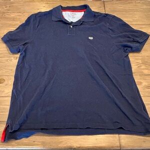 Chaps Polo Shirt, men’s size L, navy blue with red piping